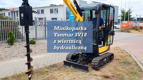 Minikoparka Yanmar SV 18 z wiertnicą hydrauliczną